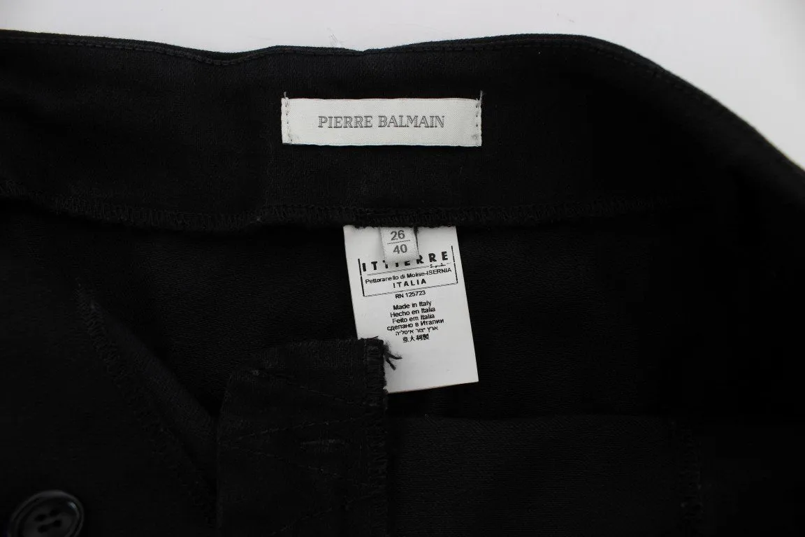 Black Cotton Stretch Mini Skirt