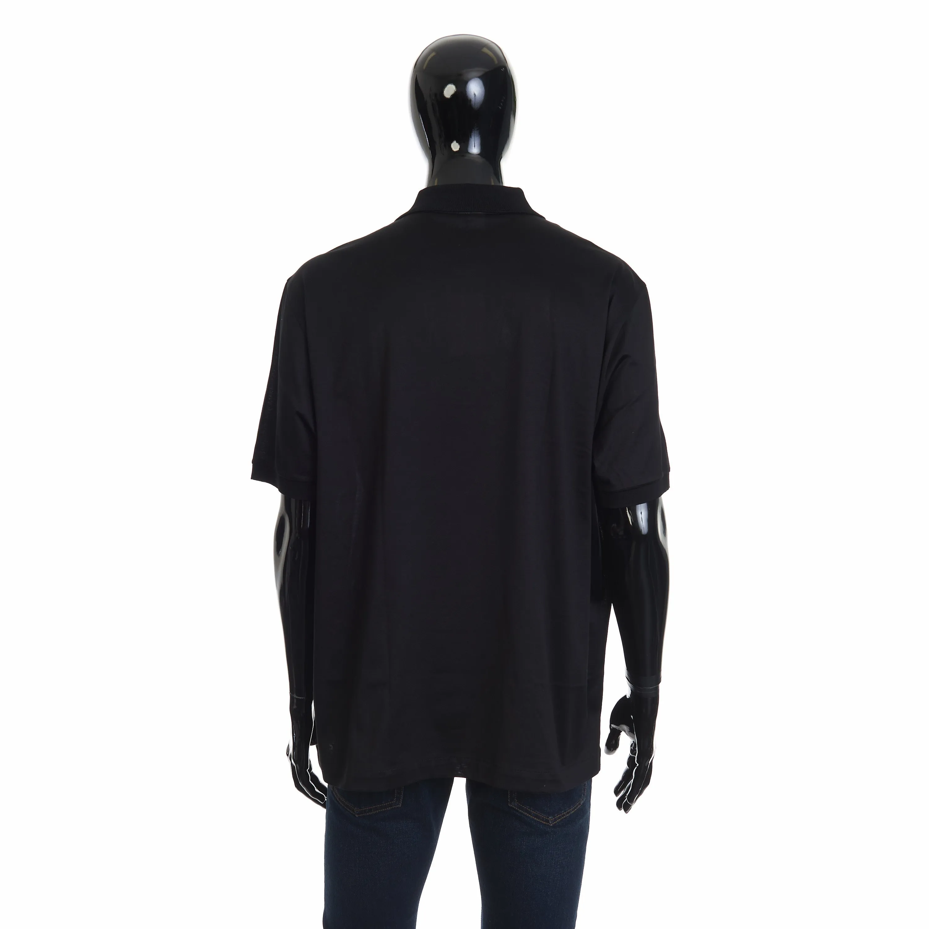 Black Cotton Zip Polo