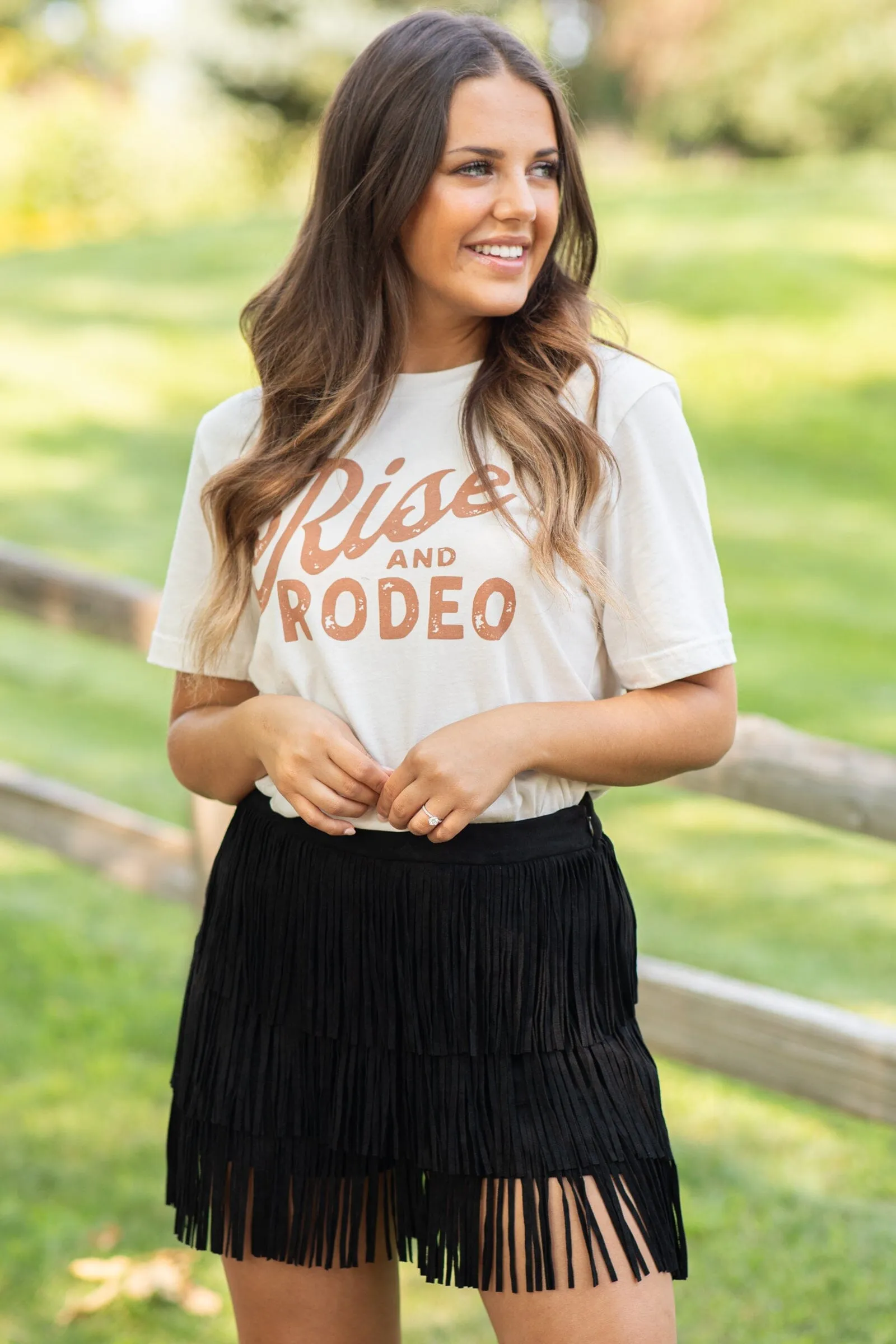 Black Faux Suede Shorts With Fringe