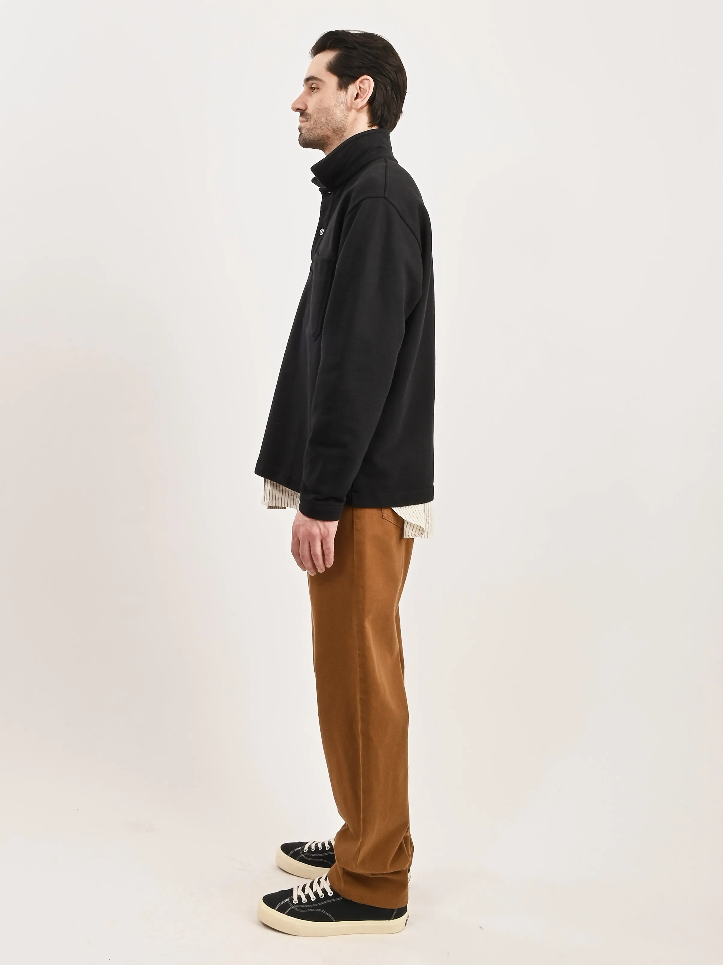Black Fraser Relaxed Organic Loopback L/S Polo