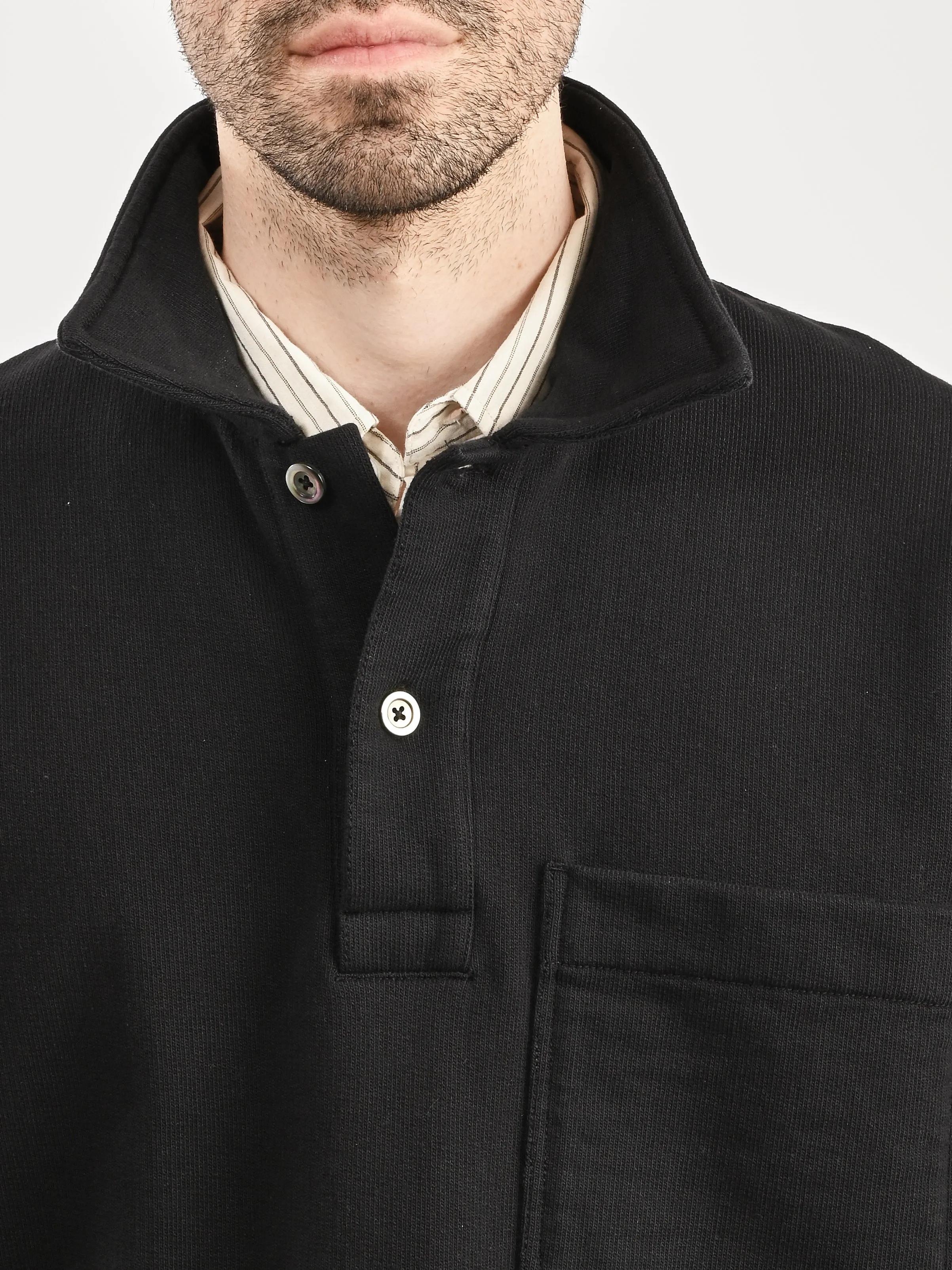 Black Fraser Relaxed Organic Loopback L/S Polo