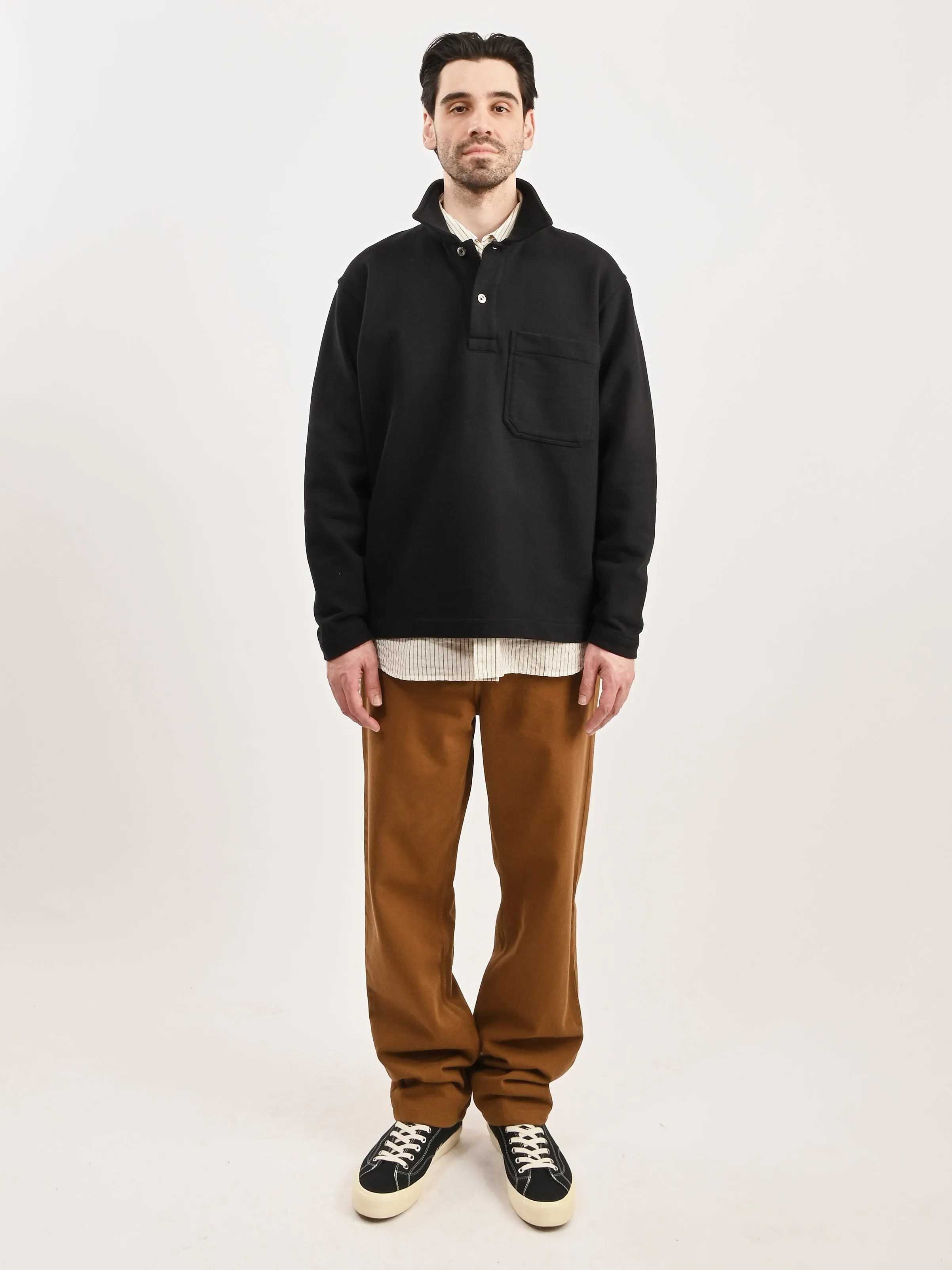Black Fraser Relaxed Organic Loopback L/S Polo