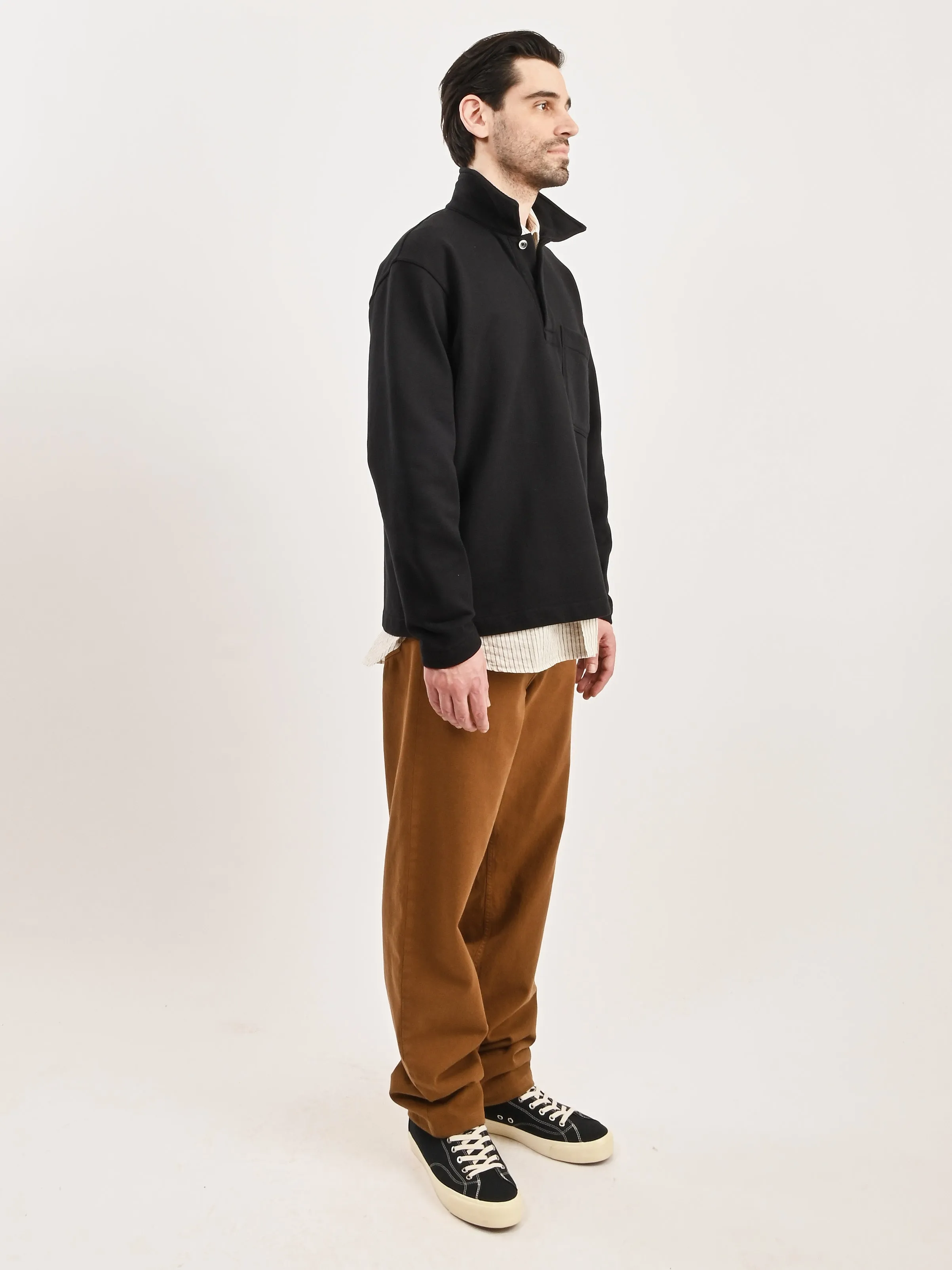 Black Fraser Relaxed Organic Loopback L/S Polo