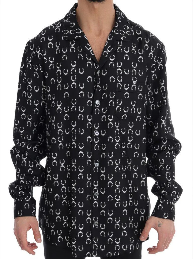 Black Horseshoe Print Shirt