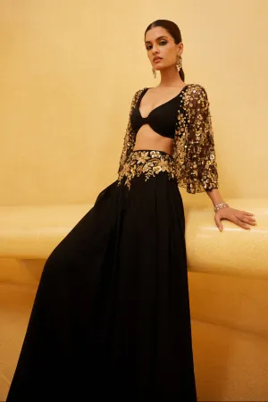 Black Jacket with Skirt Set - Eraya