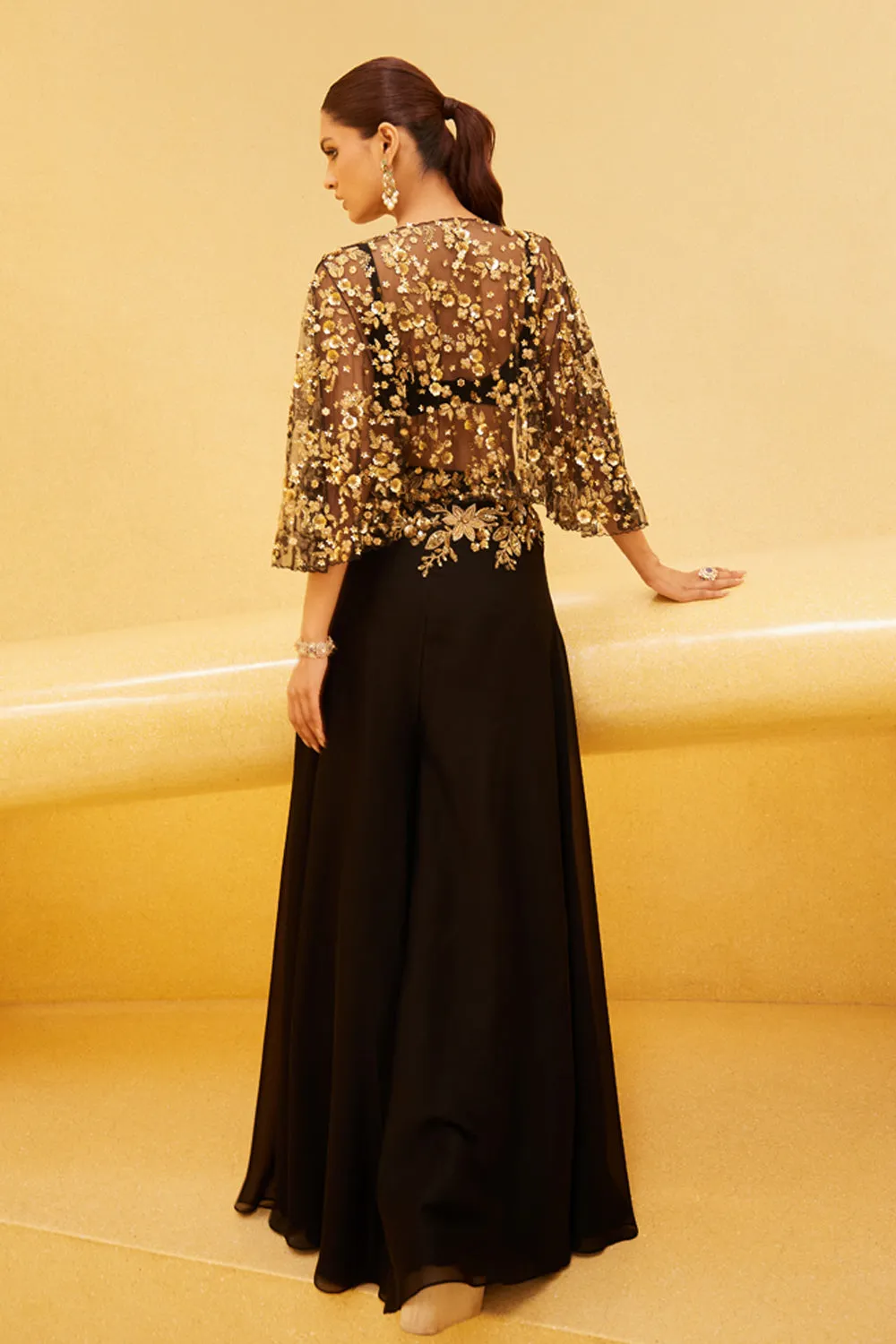 Black Jacket with Skirt Set - Eraya