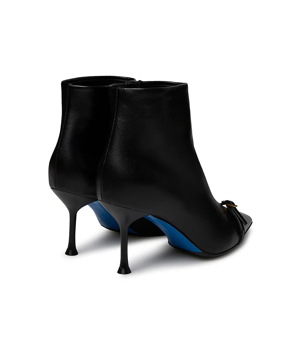 Black nappa leather ankle boots