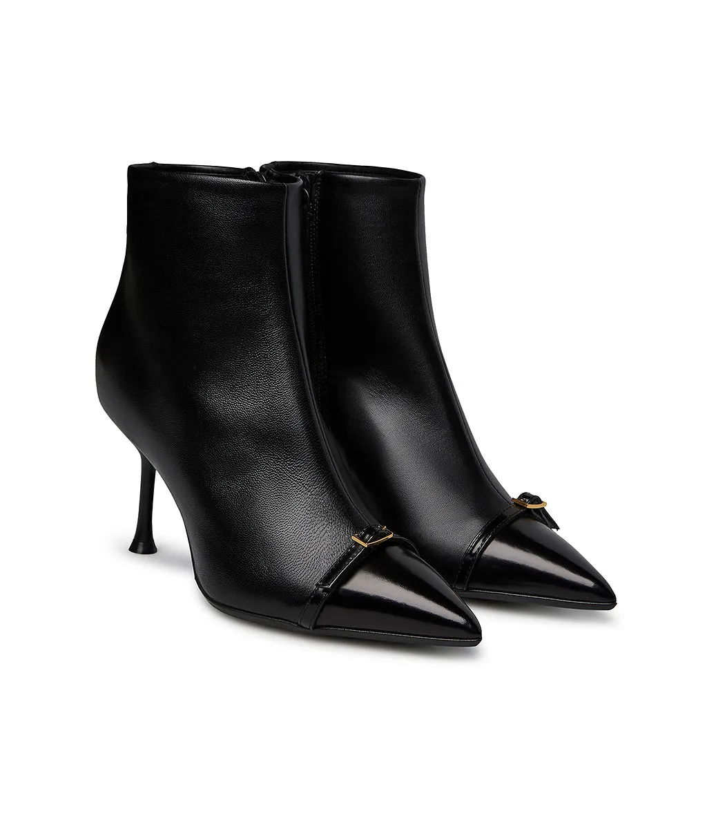 Black nappa leather ankle boots