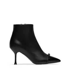 Black nappa leather ankle boots