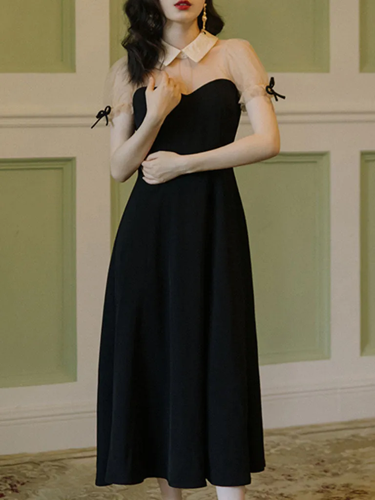 Black Semi-Sheer Bowkont Little Black Dress