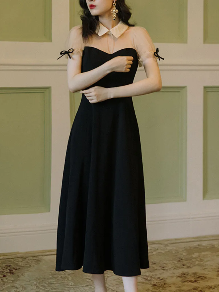 Black Semi-Sheer Bowkont Little Black Dress