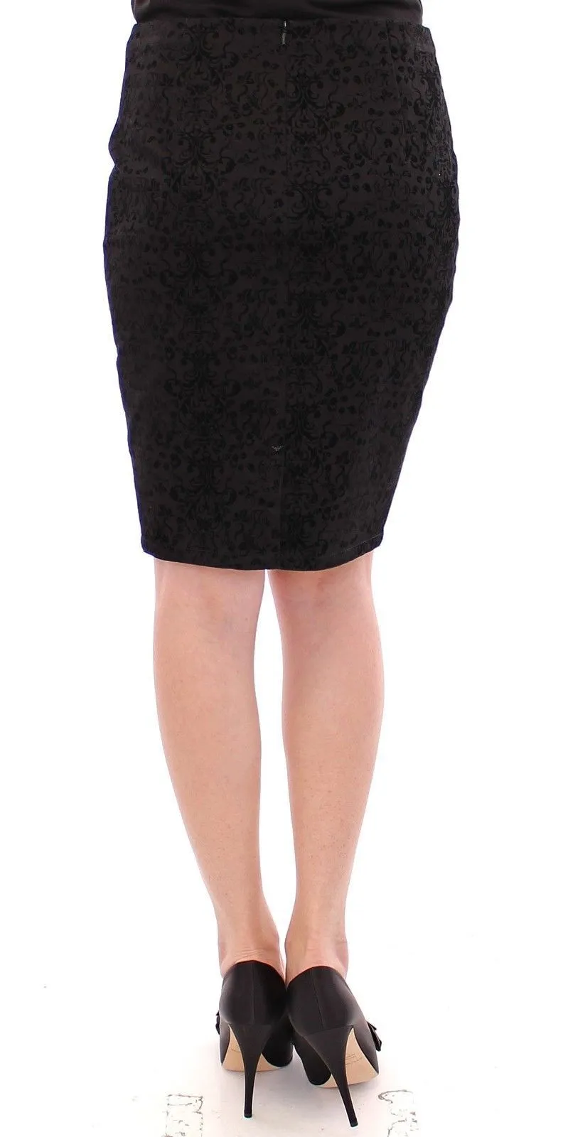 Black Stretch Straight Pencil Skirt