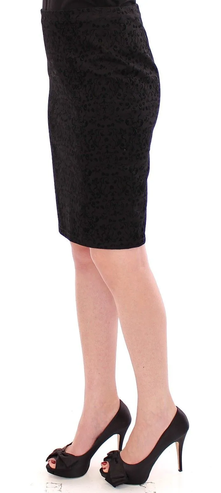 Black Stretch Straight Pencil Skirt