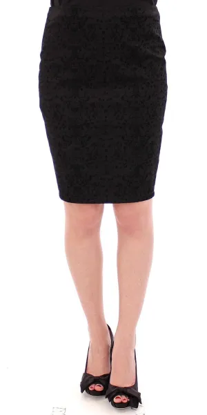 Black Stretch Straight Pencil Skirt
