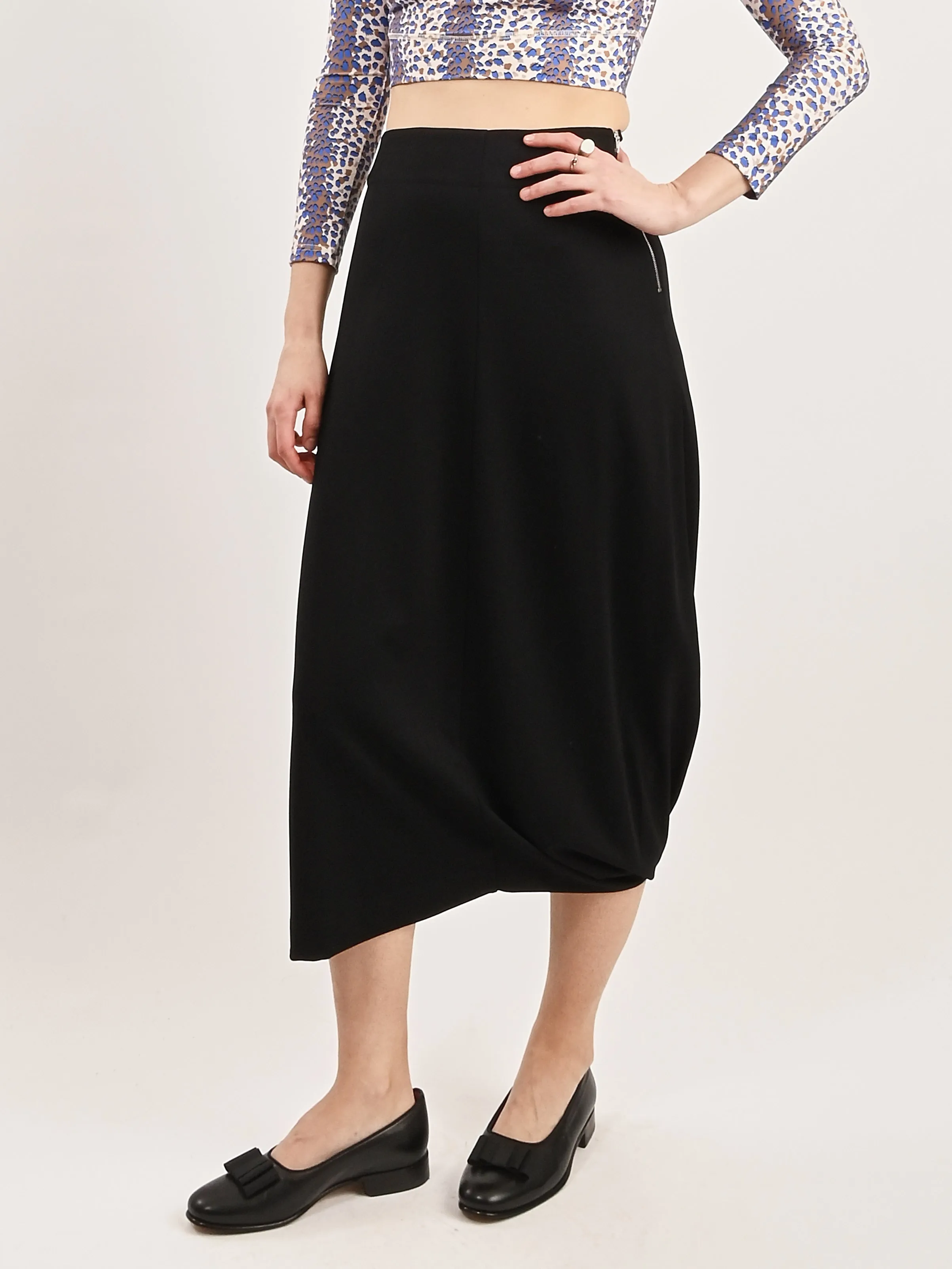 Black Twisted Hem Skirt