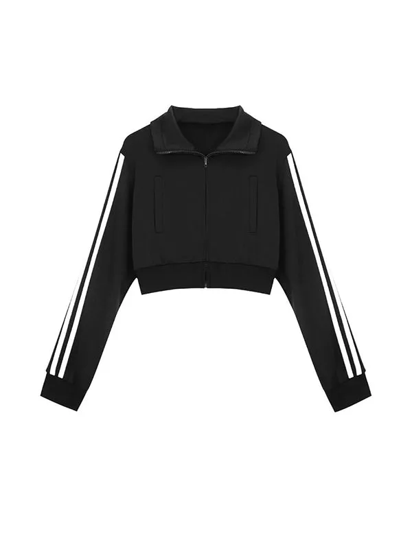 Black vintage striped short jacket