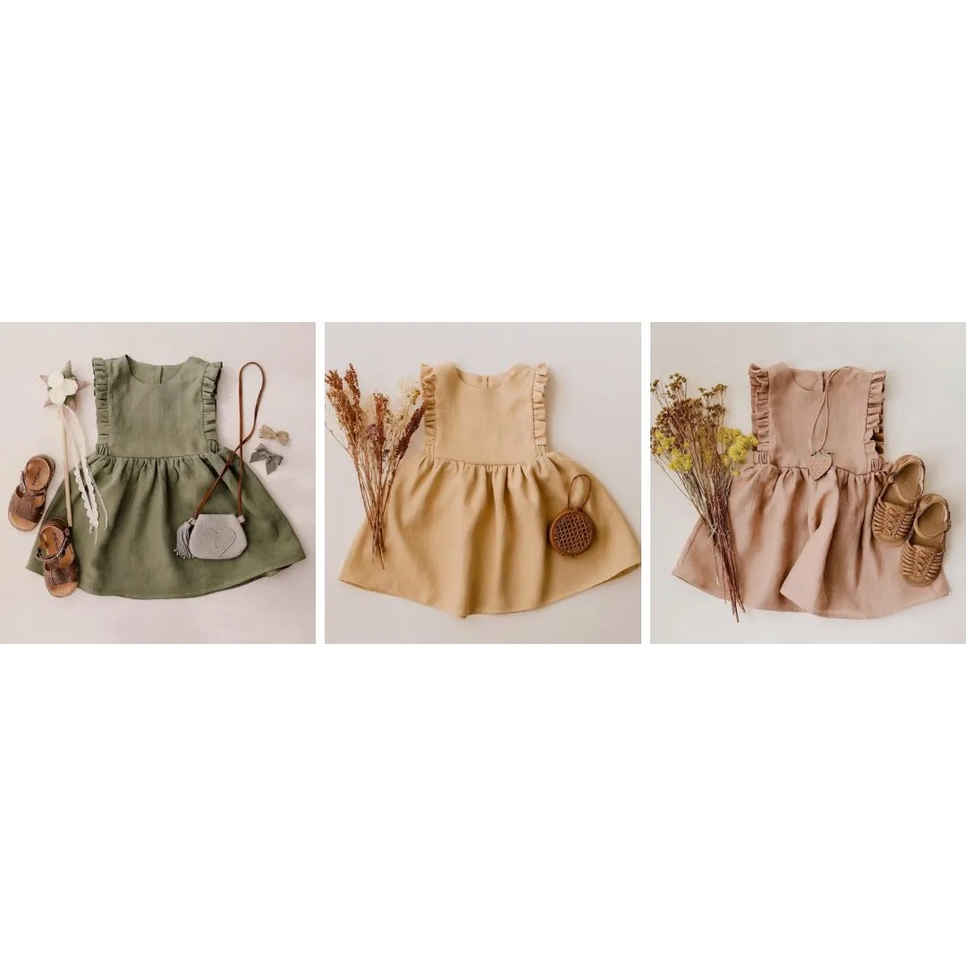 Blank Kids Tales Toddler Linen Ruffle Dress - Digital Images