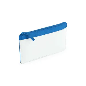 Blank White Sublimation Pencil Case (Blue Detail)