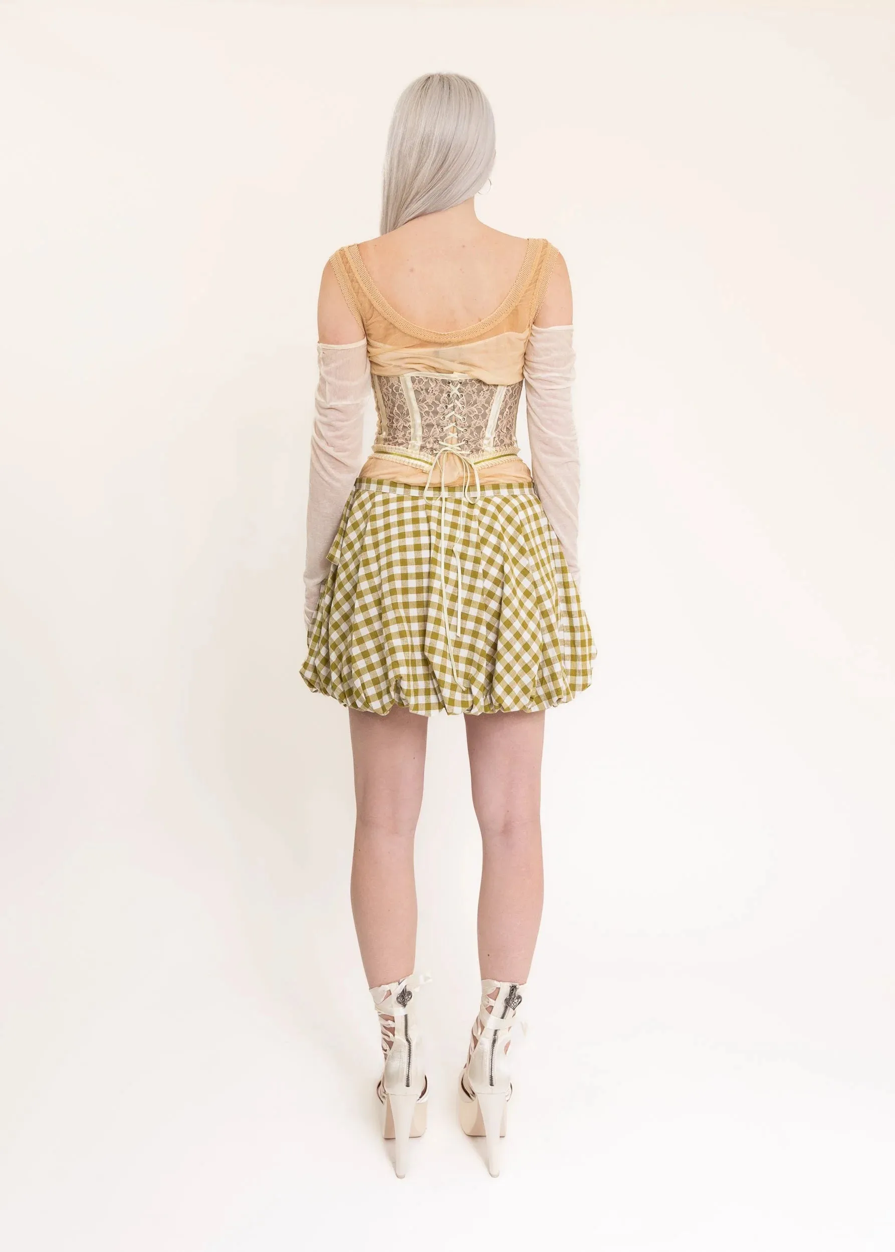 Bliss Bubble Skirt- Green gingham
