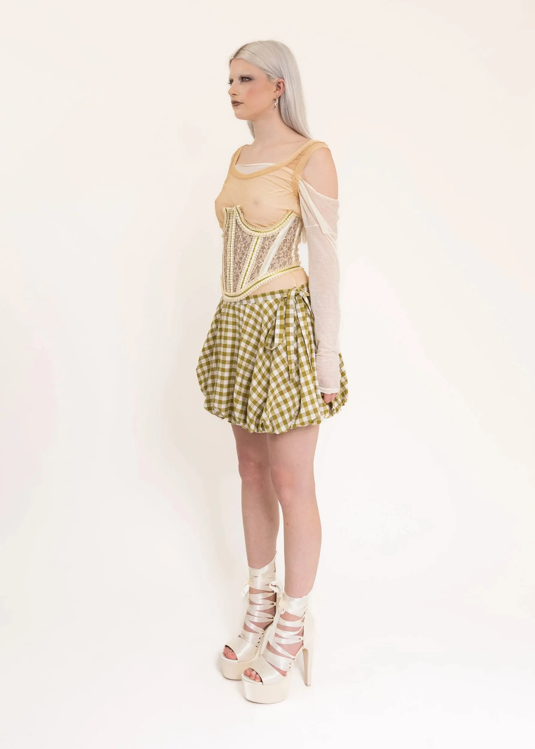 Bliss Bubble Skirt- Green gingham