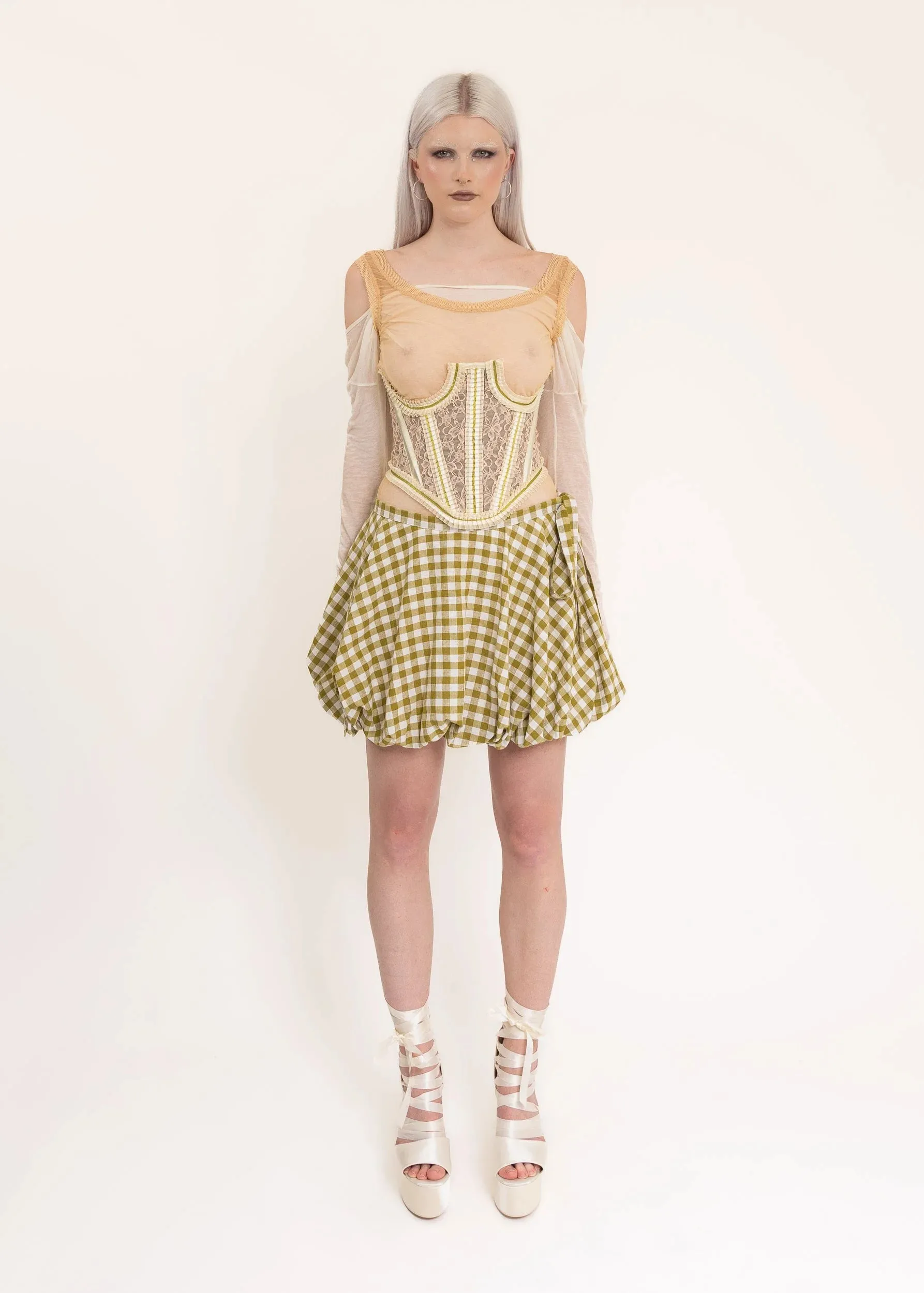 Bliss Bubble Skirt- Green gingham