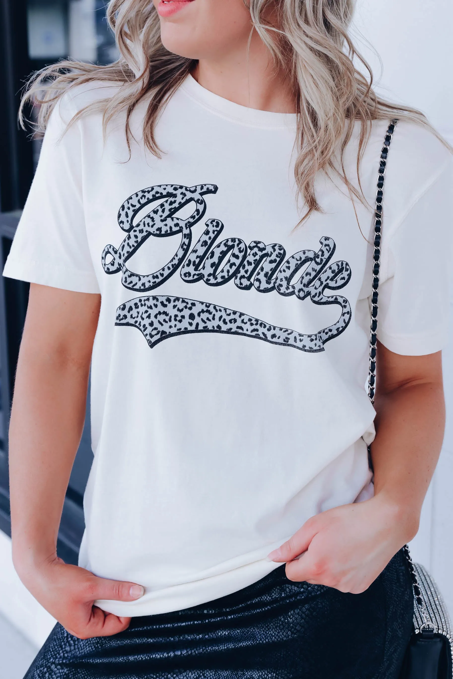 Blonde Leopard Graphic Tee - Ivory