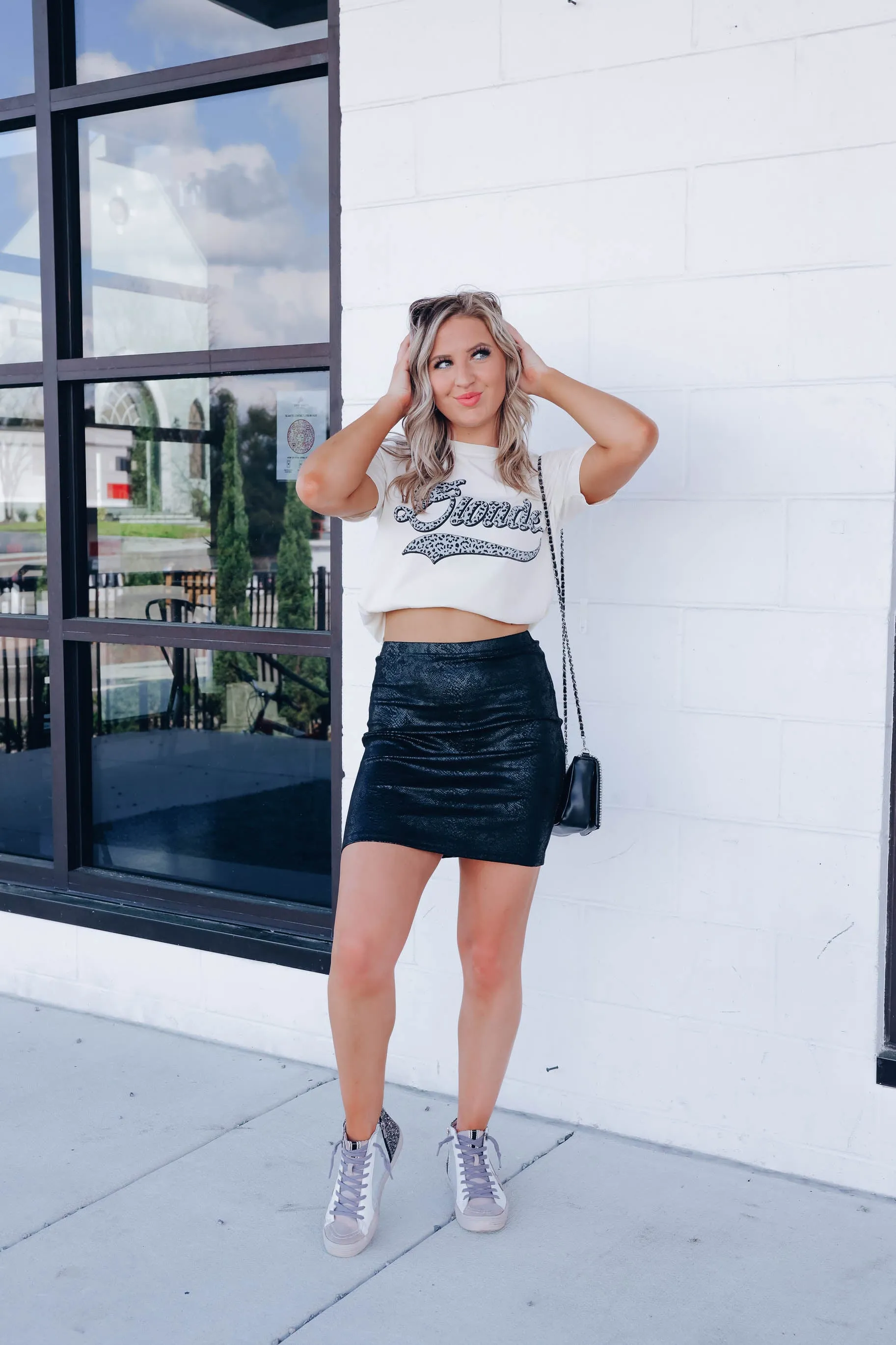 Blonde Leopard Graphic Tee - Ivory
