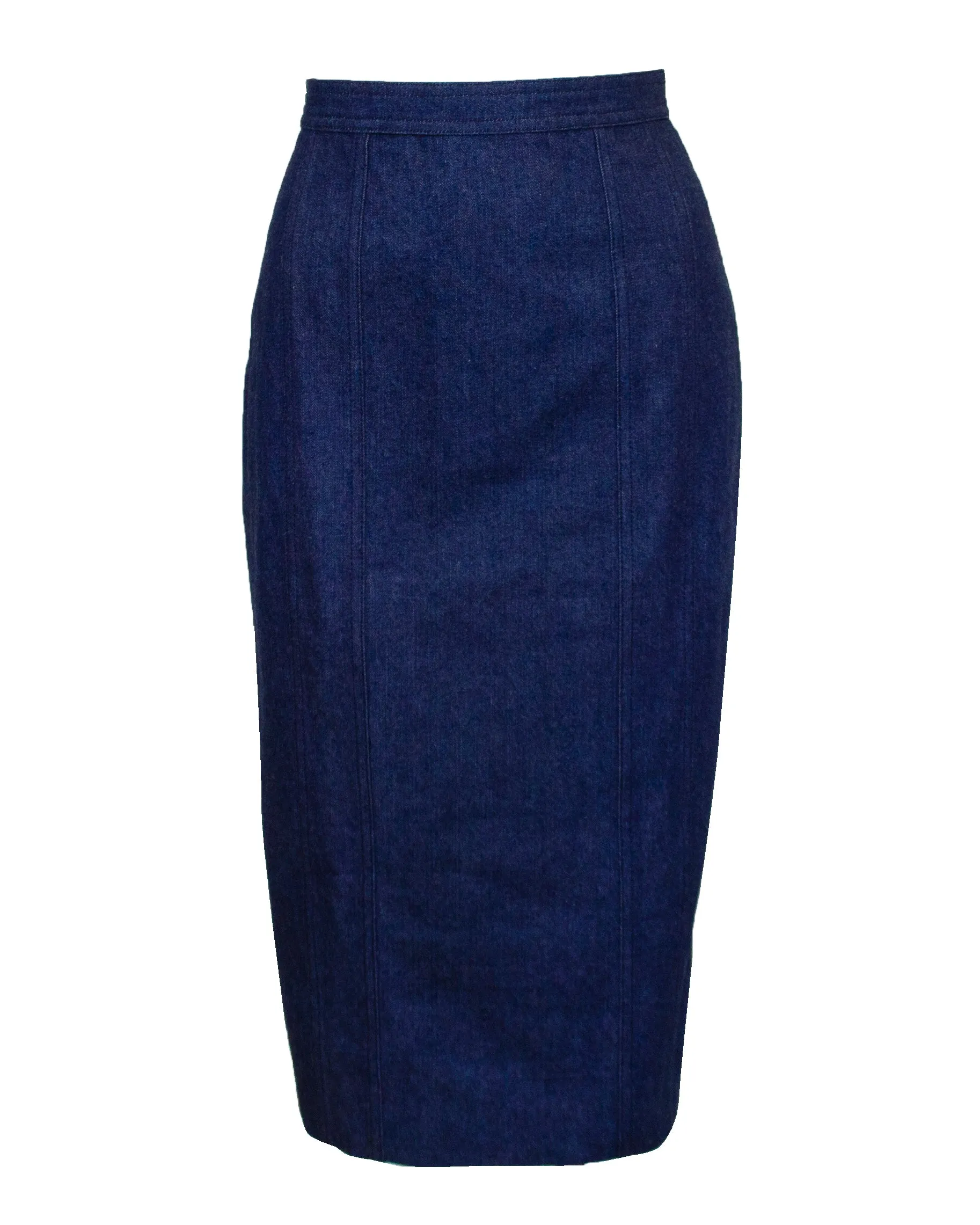 Blue and White Denim Strapless Top & Skirt Ensemble