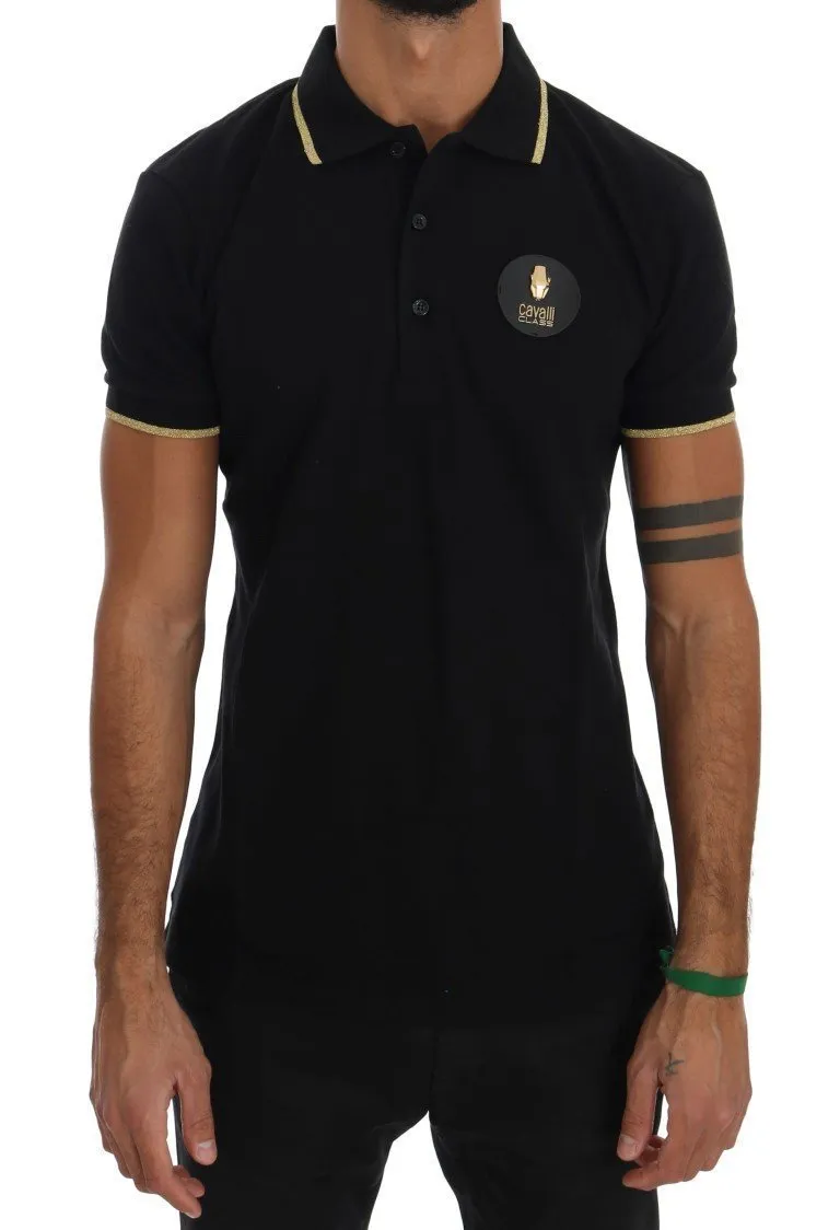Blue Cotton Short Sleeve Polo T-Shirt