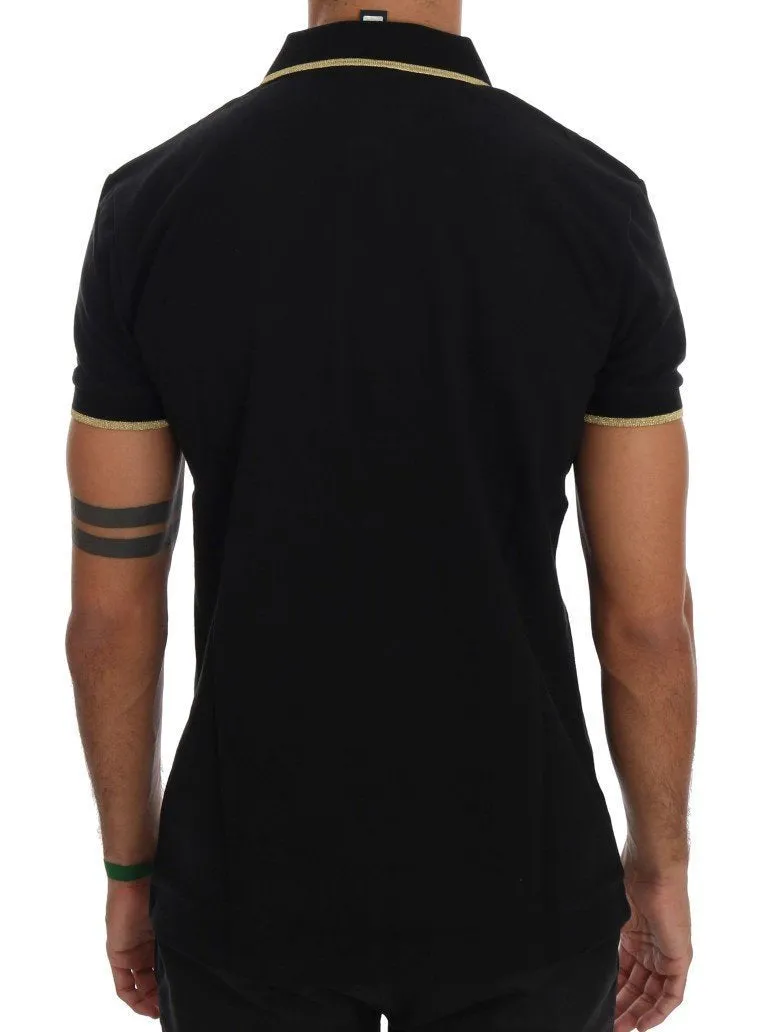 Blue Cotton Short Sleeve Polo T-Shirt