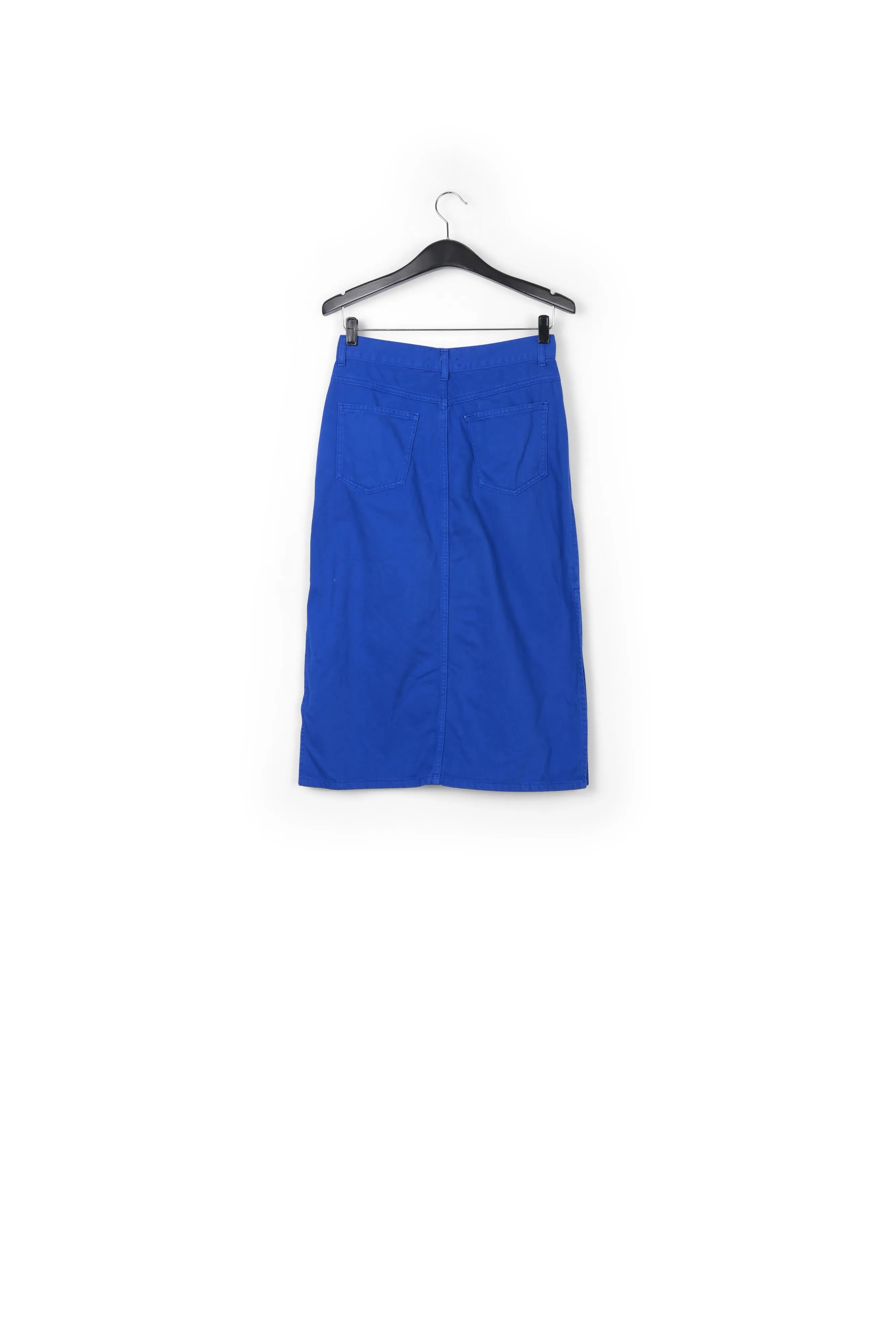 Blue high-waisted pencil skirt
