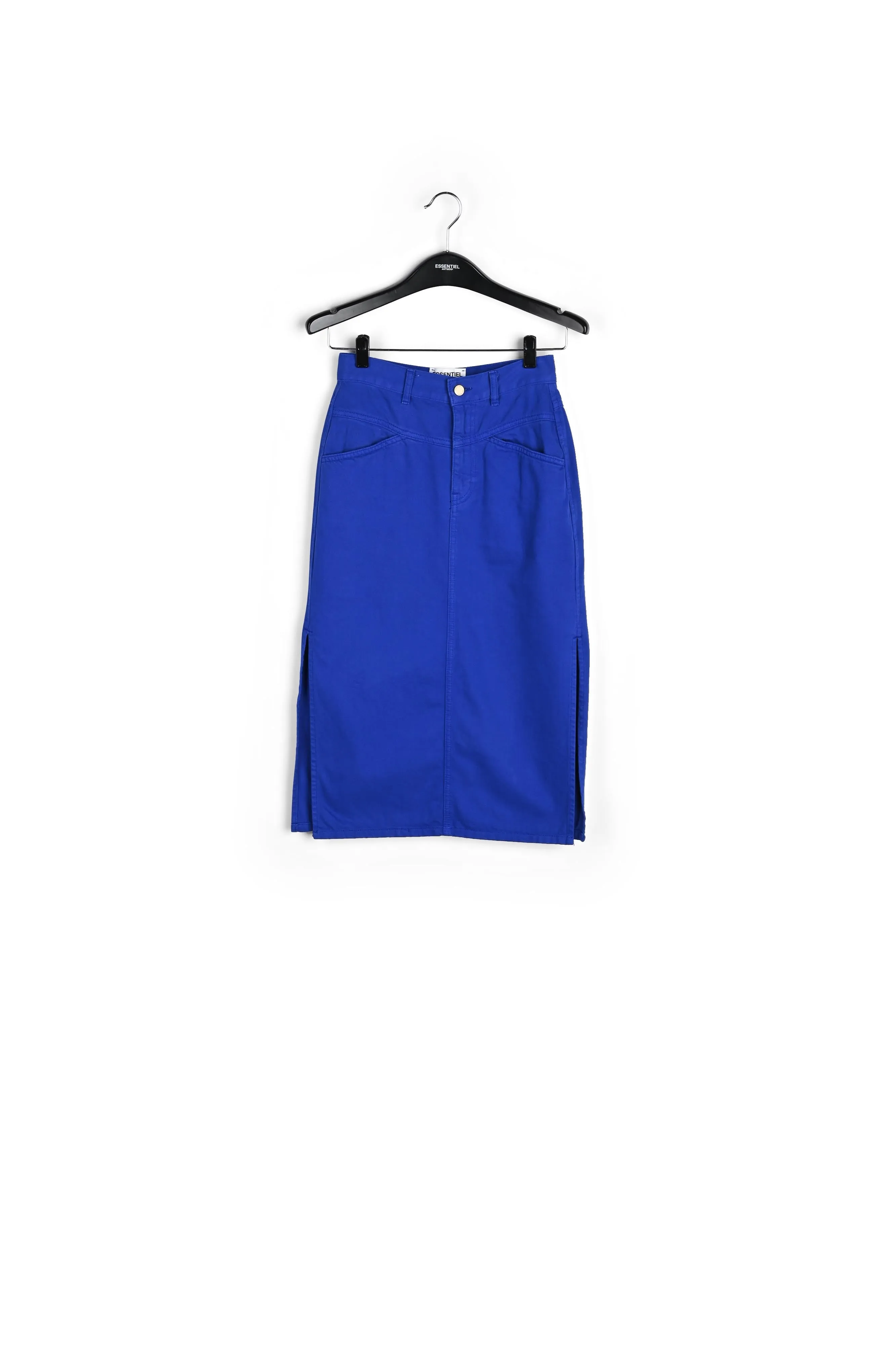 Blue high-waisted pencil skirt