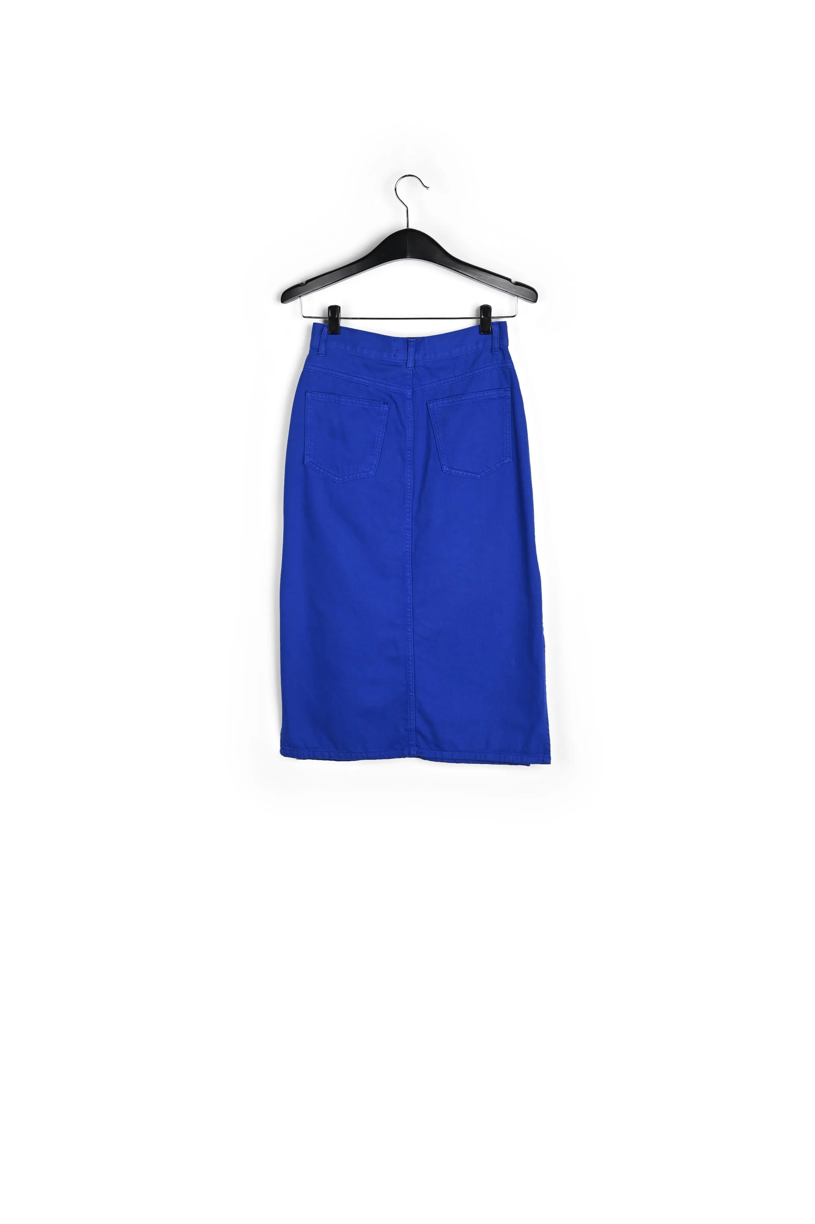 Blue high-waisted pencil skirt