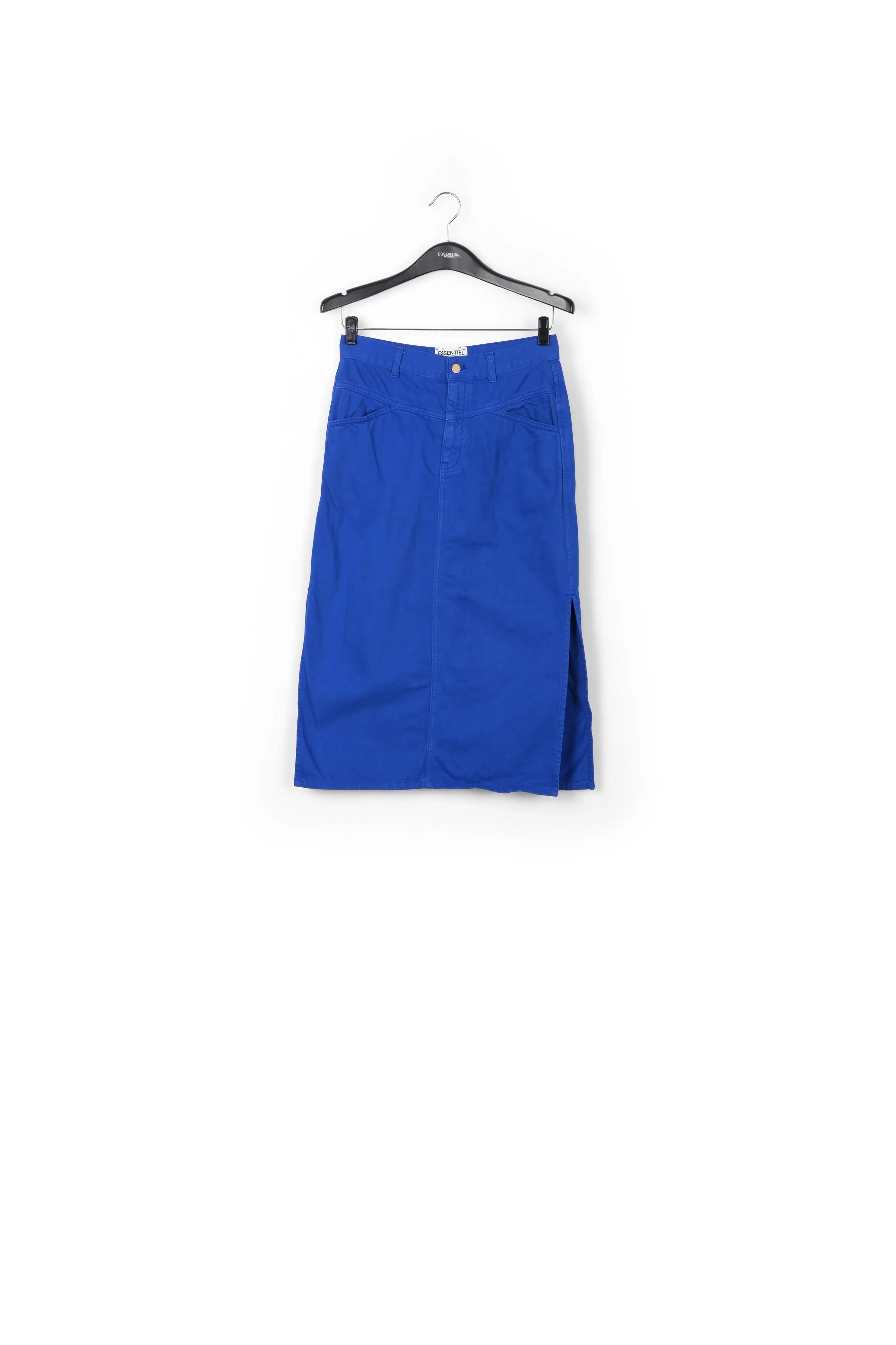 Blue high-waisted pencil skirt