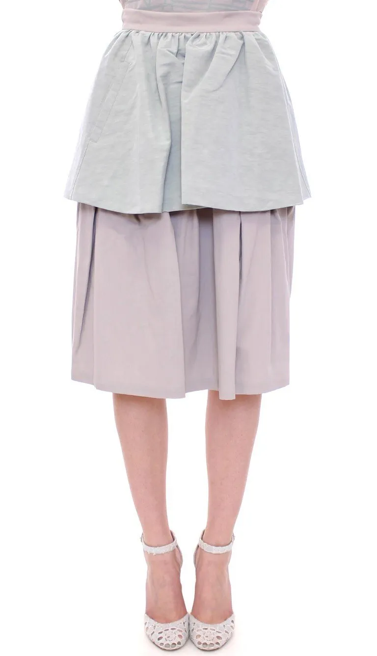 Blue Purple Knee-Length Pleated Skirt