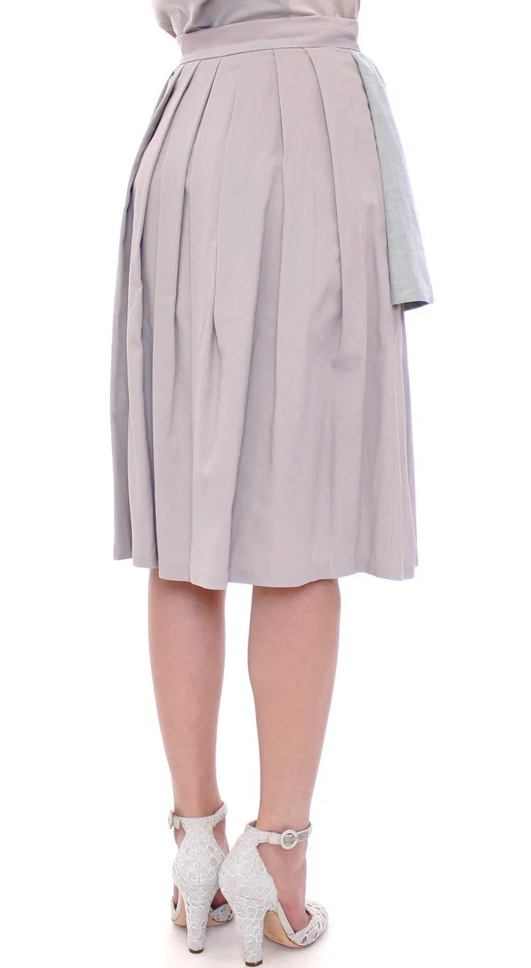Blue Purple Knee-Length Pleated Skirt