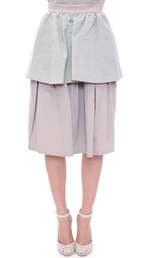 Blue Purple Knee-Length Pleated Skirt