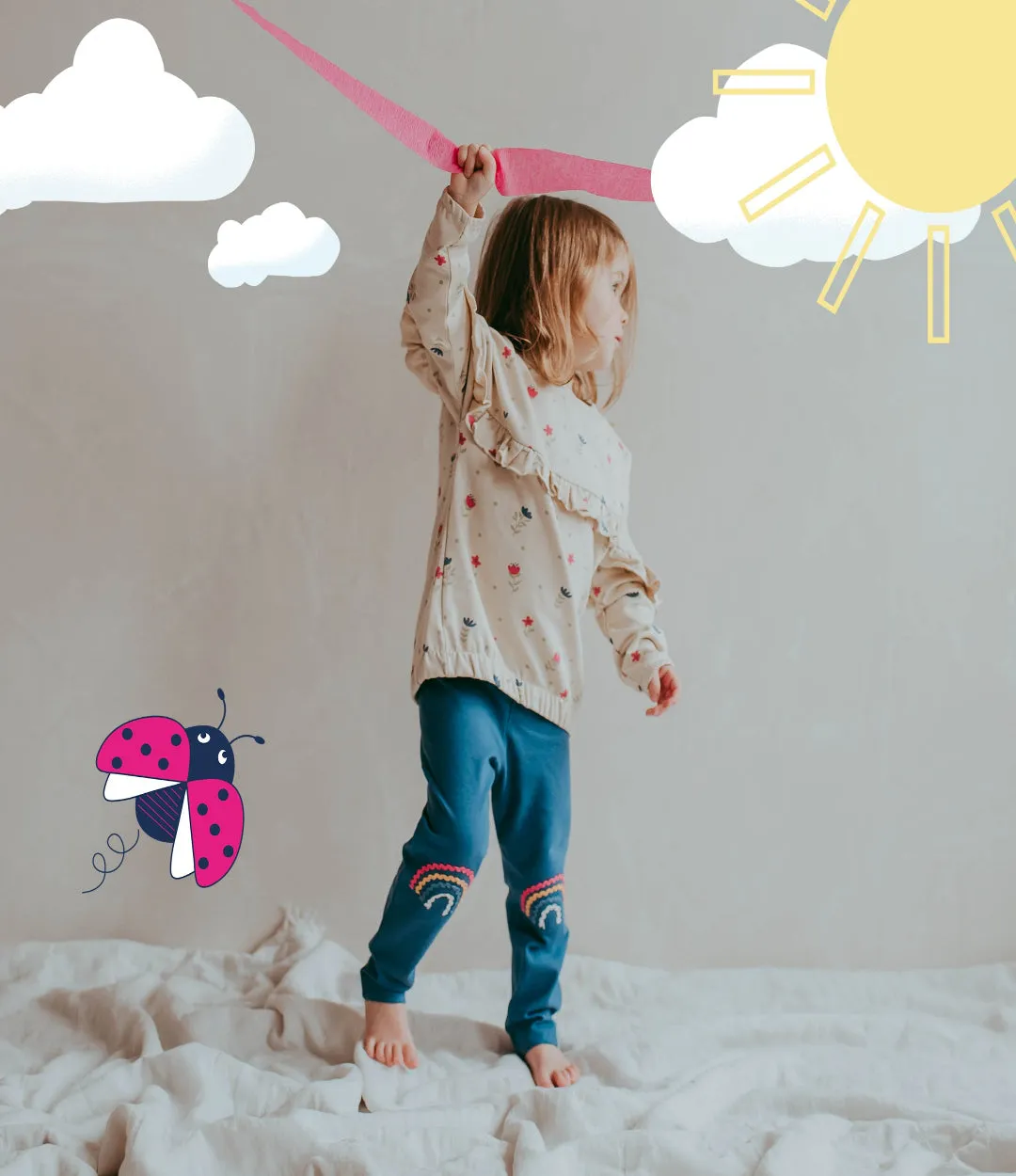 Blue Rainbow Applique Leggings