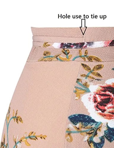 Boho Floral Tie Up Waist Beach Cover Up Maxi Skirt