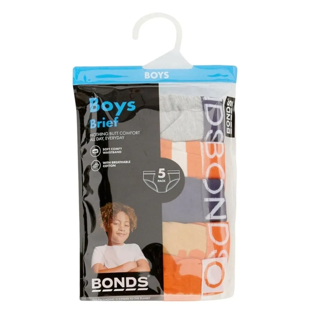 BONDS Boys Underwear Brief 5 Pack - PRINT S2W
