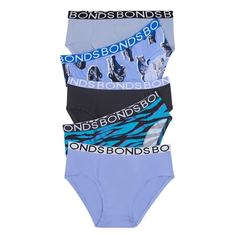 BONDS Kids Underwear Boys Brief 5 Pack - Leo Leopard