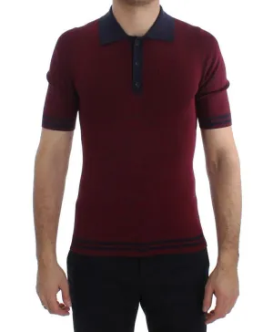 Bordeaux Blue Silk Polo T-shirt