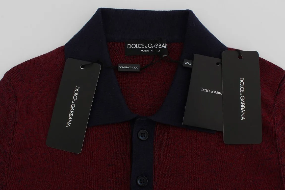 Bordeaux Blue Silk Polo T-shirt