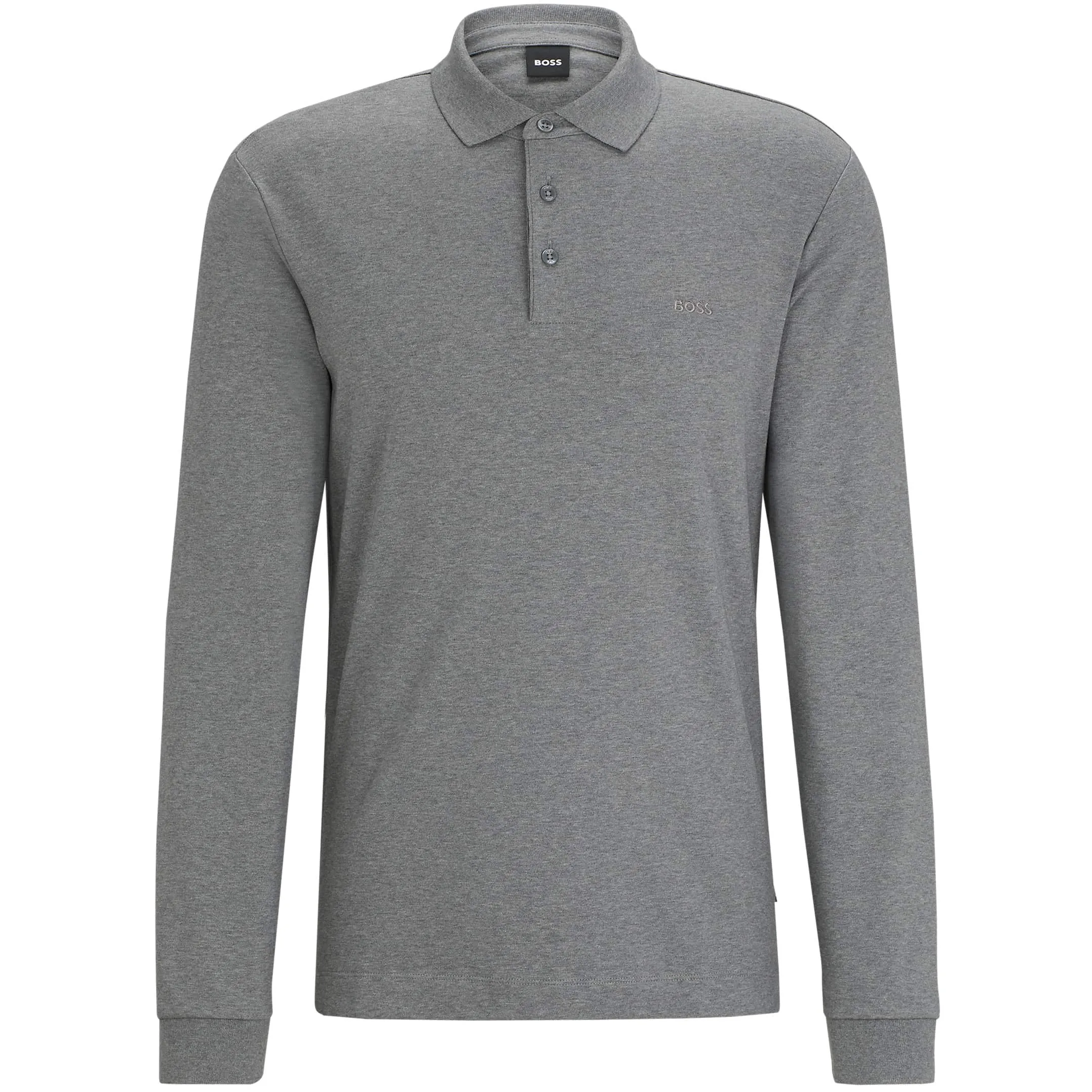 BOSS PADO 30 INTERLOCK-COTTON LONG SLEEVE POLO SHIRT