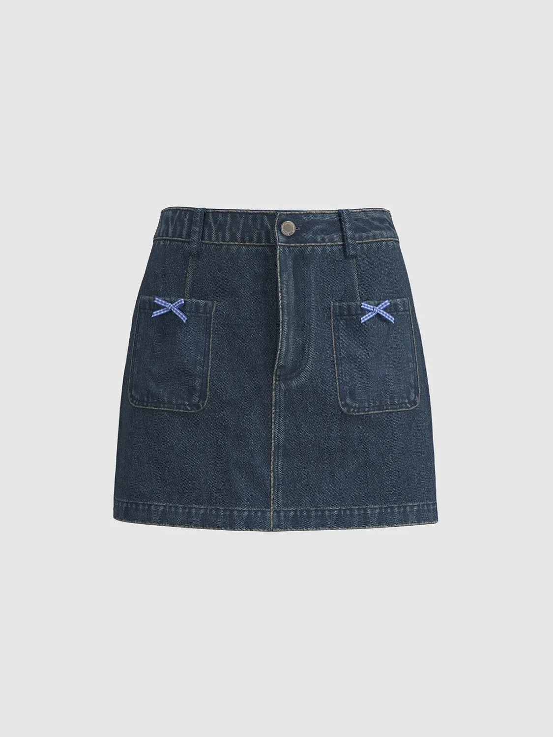 Bow Accent Denim Mini Skirts