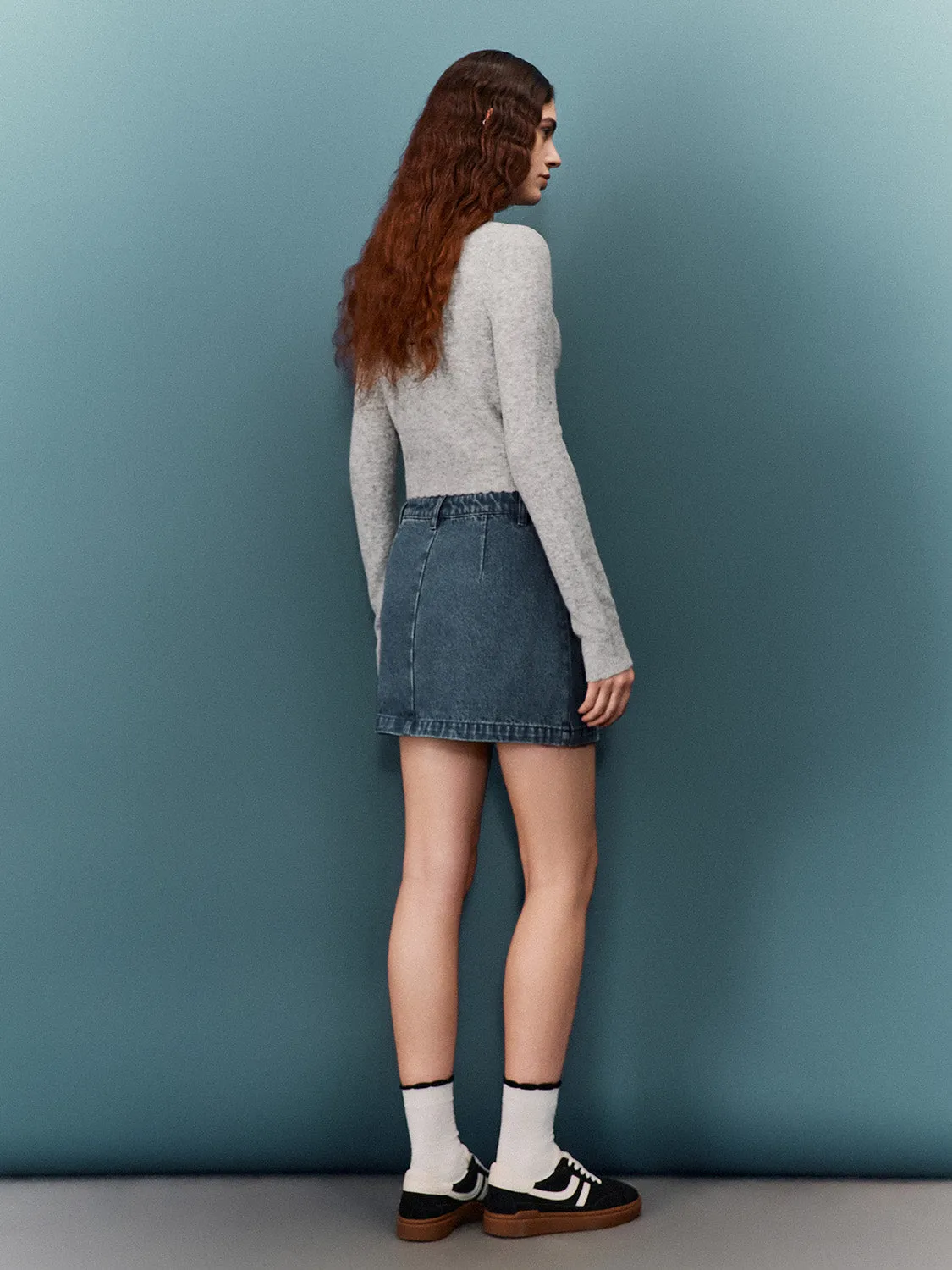 Bow Accent Denim Mini Skirts