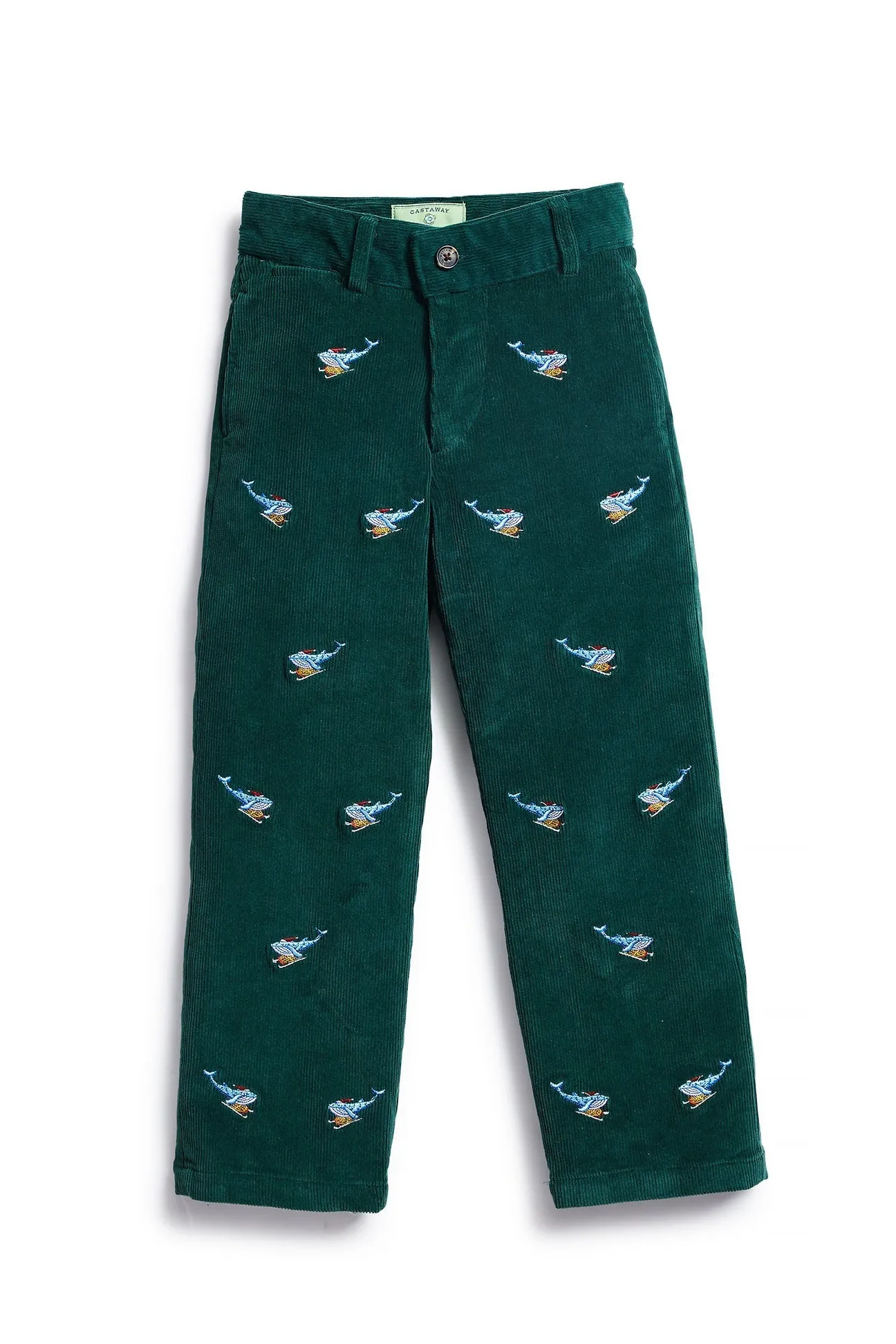 Boys Beachcomber Corduroy Pant Hunter with Nantucket Christmas Sleigh Ride