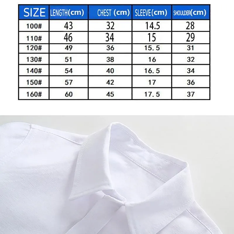Boys Children's Kids White Short Sleeve School Shirt Open Neck With Lay Back Collar