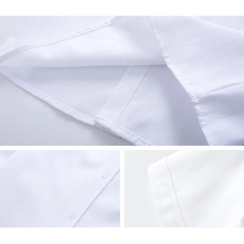 Boys Children's Kids White Short Sleeve School Shirt Open Neck With Lay Back Collar