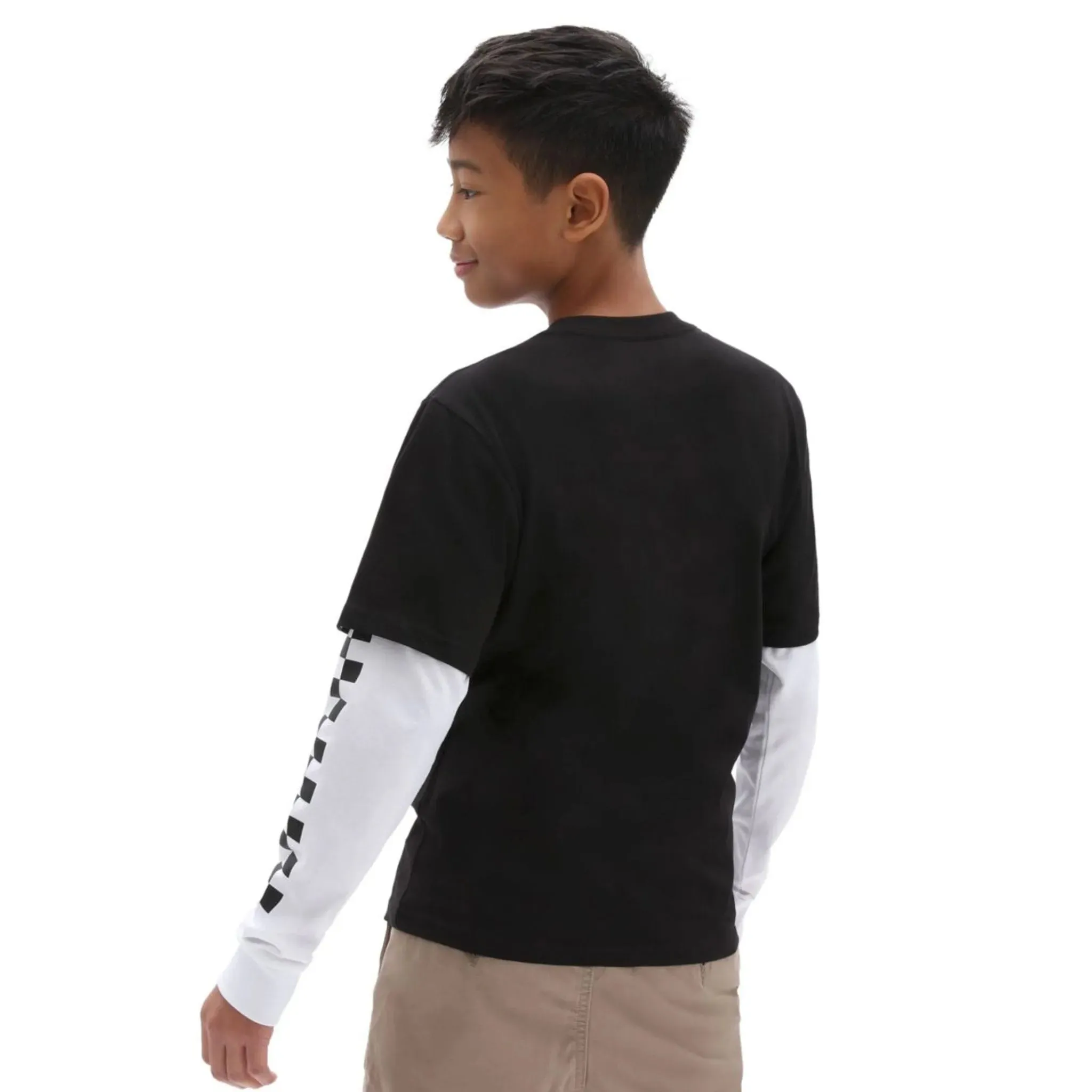 Boy's Long Check Twofer Long Sleeve T-shirt